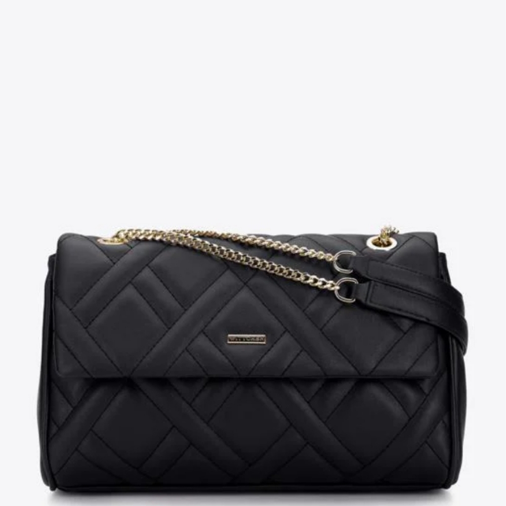 Women's quilted flap bag - black